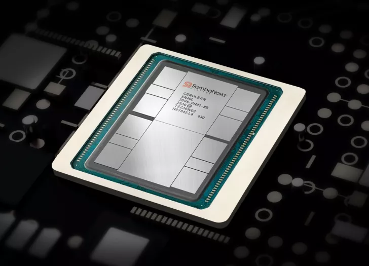 SambaNova chip labeled “CERULEAN SN40L” on a circuit board.