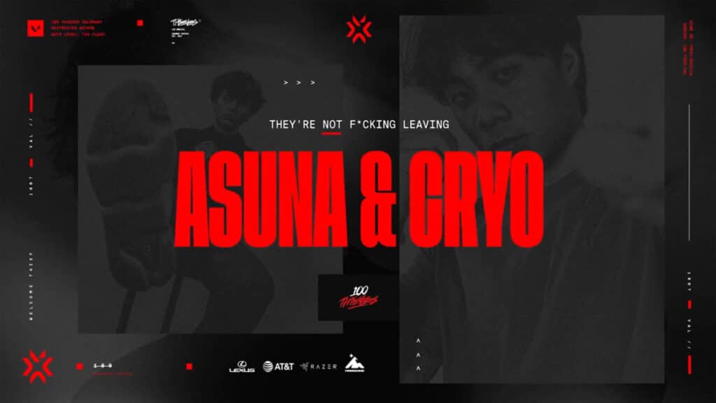 100 Thieves Welcomes Back Cryo and Asuna to VALORANT Team