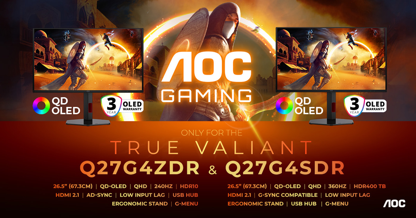 AOC Unveils Debut QD-OLED Monitors in Gaming Series, Featuring Up to 360 Hz Refresh Rate