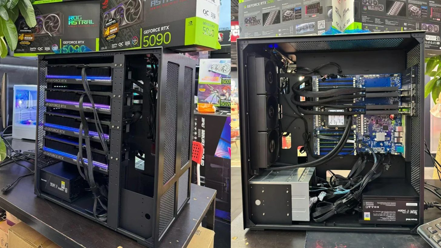 Gamer Builds Epic Quad-RTX 5090 Setup with GPUs Filling the Tower