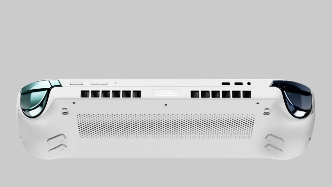 AYANEO handheld gaming device shows vents and controls.